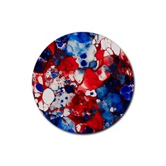 Red White And Blue Alcohol Ink France Patriotic Flag Colors Alcohol Ink  Rubber Round Coaster (4 Pack) by PodArtist