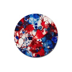 Red White And Blue Alcohol Ink France Patriotic Flag Colors Alcohol Ink  Magnet 3  (round) by PodArtist