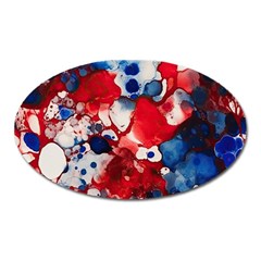 Red White And Blue Alcohol Ink France Patriotic Flag Colors Alcohol Ink  Oval Magnet by PodArtist