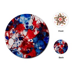 Red White And Blue Alcohol Ink France Patriotic Flag Colors Alcohol Ink  Playing Cards Single Design (round)