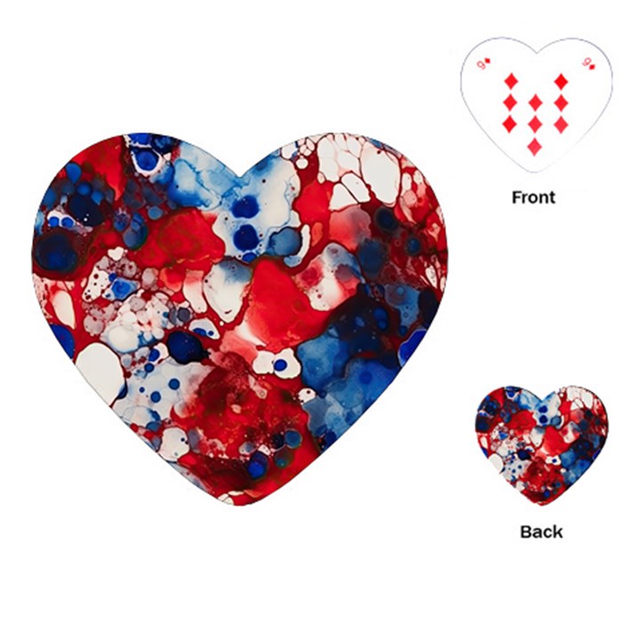 Red White and Blue Alcohol Ink France Patriotic Flag Colors Alcohol Ink  Playing Cards Single Design (Heart)