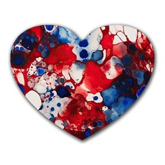 Red White And Blue Alcohol Ink France Patriotic Flag Colors Alcohol Ink  Heart Mousepad