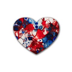 Red White And Blue Alcohol Ink France Patriotic Flag Colors Alcohol Ink  Rubber Heart Coaster (4 Pack) by PodArtist