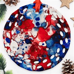 Red White And Blue Alcohol Ink France Patriotic Flag Colors Alcohol Ink  Ornament (round Filigree)