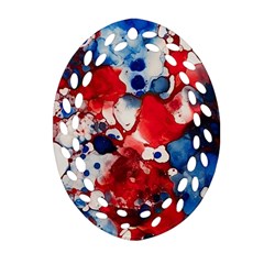 Red White And Blue Alcohol Ink France Patriotic Flag Colors Alcohol Ink  Oval Filigree Ornament (two Sides) by PodArtist