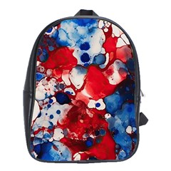 Red White And Blue Alcohol Ink France Patriotic Flag Colors Alcohol Ink  School Bag (xl) by PodArtist