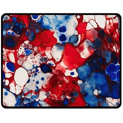 Red White And Blue Alcohol Ink France Patriotic Flag Colors Alcohol Ink  Two Sides Fleece Blanket (medium) by PodArtist