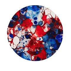 Red White And Blue Alcohol Ink France Patriotic Flag Colors Alcohol Ink  Mini Round Pill Box