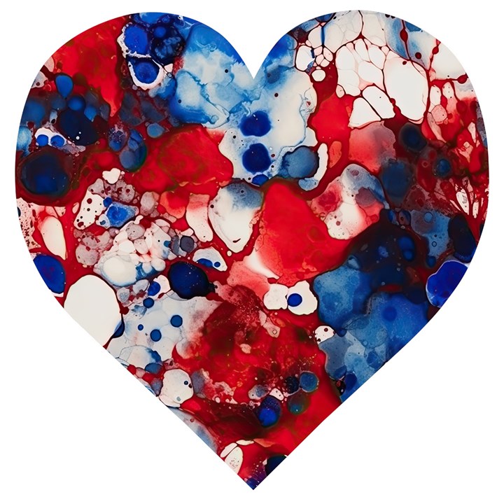 Red White and Blue Alcohol Ink France Patriotic Flag Colors Alcohol Ink  Wooden Puzzle Heart