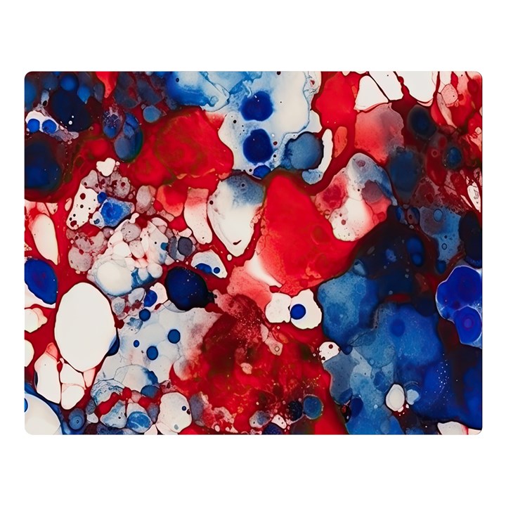 Red White and Blue Alcohol Ink France Patriotic Flag Colors Alcohol Ink  Premium Plush Fleece Blanket (Large)