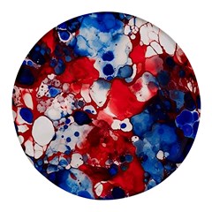 Red White And Blue Alcohol Ink France Patriotic Flag Colors Alcohol Ink  Round Glass Fridge Magnet (4 Pack)