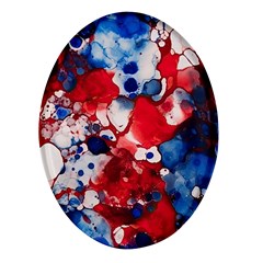 Red White And Blue Alcohol Ink France Patriotic Flag Colors Alcohol Ink  Oval Glass Fridge Magnet (4 Pack)