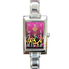 Dancing Colorful Disco Rectangle Italian Charm Watch by Bajindul