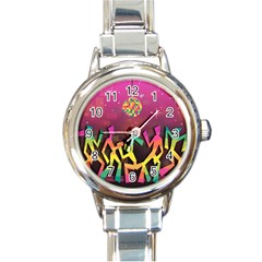 Dancing Colorful Disco Round Italian Charm Watch by Bajindul