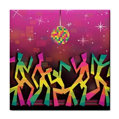 Dancing Colorful Disco Tile Coaster by Bajindul