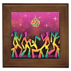 Dancing Colorful Disco Framed Tile by Bajindul