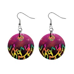 Dancing Colorful Disco Mini Button Earrings by Bajindul