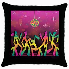 Dancing Colorful Disco Throw Pillow Case (black) by Bajindul