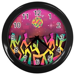 Dancing Colorful Disco Wall Clock (black) by Bajindul