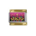 Dancing Colorful Disco Gold Trim Italian Charm (9mm) Front