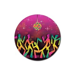 Dancing Colorful Disco Rubber Round Coaster (4 pack)