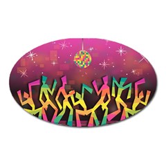 Dancing Colorful Disco Oval Magnet by Bajindul