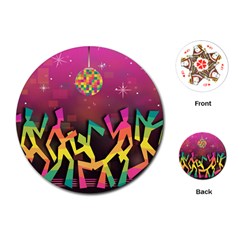 Dancing Colorful Disco Playing Cards Single Design (round) by Bajindul