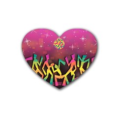 Dancing Colorful Disco Rubber Coaster (Heart)