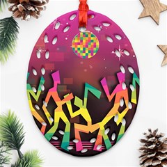 Dancing Colorful Disco Oval Filigree Ornament (two Sides) by Bajindul