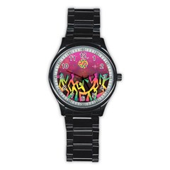 Dancing Colorful Disco Stainless Steel Round Watch by Bajindul