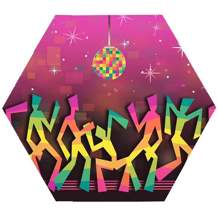 Dancing Colorful Disco Wooden Puzzle Hexagon