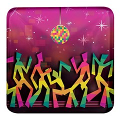 Dancing Colorful Disco Square Glass Fridge Magnet (4 Pack) by Bajindul