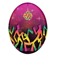 Dancing Colorful Disco Oval Glass Fridge Magnet (4 Pack) by Bajindul