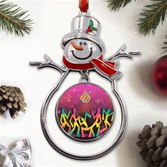 Dancing Colorful Disco Metal Snowman Ornament