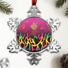 Dancing Colorful Disco Metal Small Snowflake Ornament by Bajindul