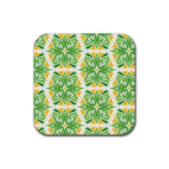 Green Pattern Retro Wallpaper Rubber Coaster (square) by Bajindul