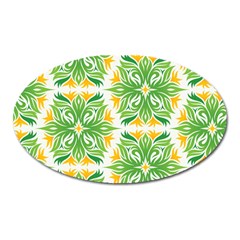 Green Pattern Retro Wallpaper Oval Magnet by Bajindul