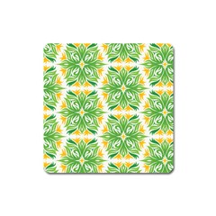 Green Pattern Retro Wallpaper Square Magnet by Bajindul