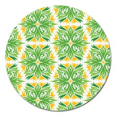 Green Pattern Retro Wallpaper Magnet 5  (round) by Bajindul