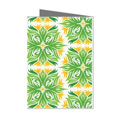 Green Pattern Retro Wallpaper Mini Greeting Cards (pkg Of 8) by Bajindul