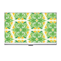 Green Pattern Retro Wallpaper Business Card Holder by Bajindul