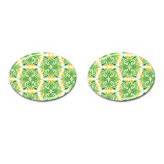 Green Pattern Retro Wallpaper Cufflinks (oval) by Bajindul