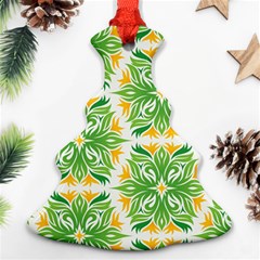 Green Pattern Retro Wallpaper Ornament (christmas Tree) 