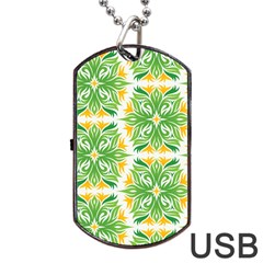 Green Pattern Retro Wallpaper Dog Tag Usb Flash (one Side) by Bajindul