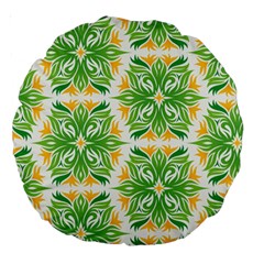 Green Pattern Retro Wallpaper Large 18  Premium Round Cushions by Bajindul