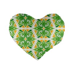 Green Pattern Retro Wallpaper Standard 16  Premium Heart Shape Cushions by Bajindul