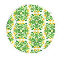 Green Pattern Retro Wallpaper Mini Round Pill Box by Bajindul