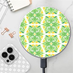 Green Pattern Retro Wallpaper Wireless Fast Charger(white) by Bajindul