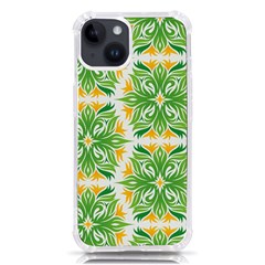 Green Pattern Retro Wallpaper Iphone 14 Tpu Uv Print Case by Bajindul