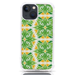 Green Pattern Retro Wallpaper Iphone 13 Mini Tpu Uv Print Case by Bajindul